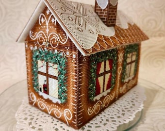 3D Gingerbread House Cross Stitch Kit: Christmas Home Decor