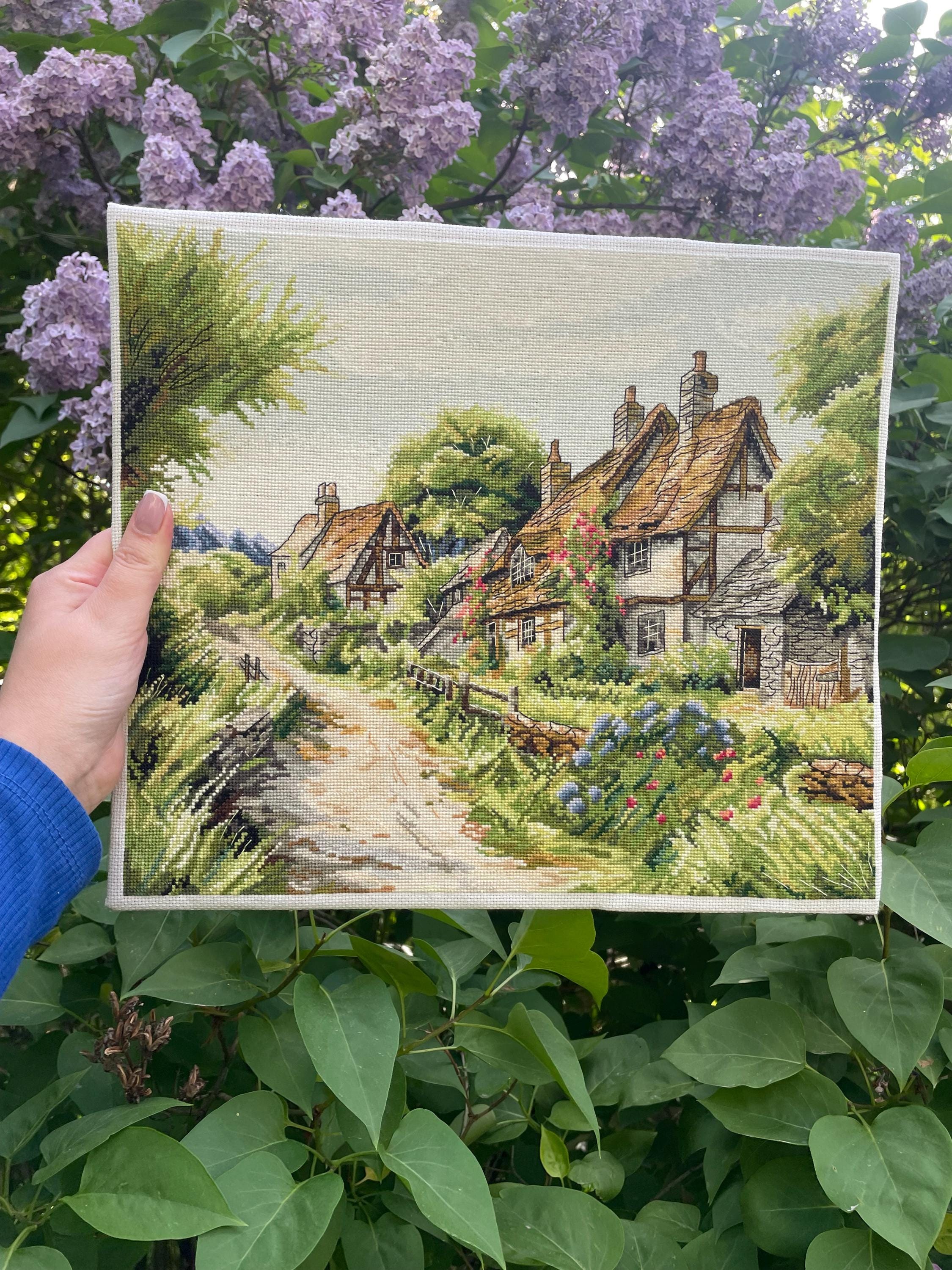 Summer Village Cross Stitch Kit: English Cottage Embroidery (PDF Pattern)