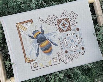 Bee Cross Stitch Kit: Decorative Stitches, Hand-Dyed Threads