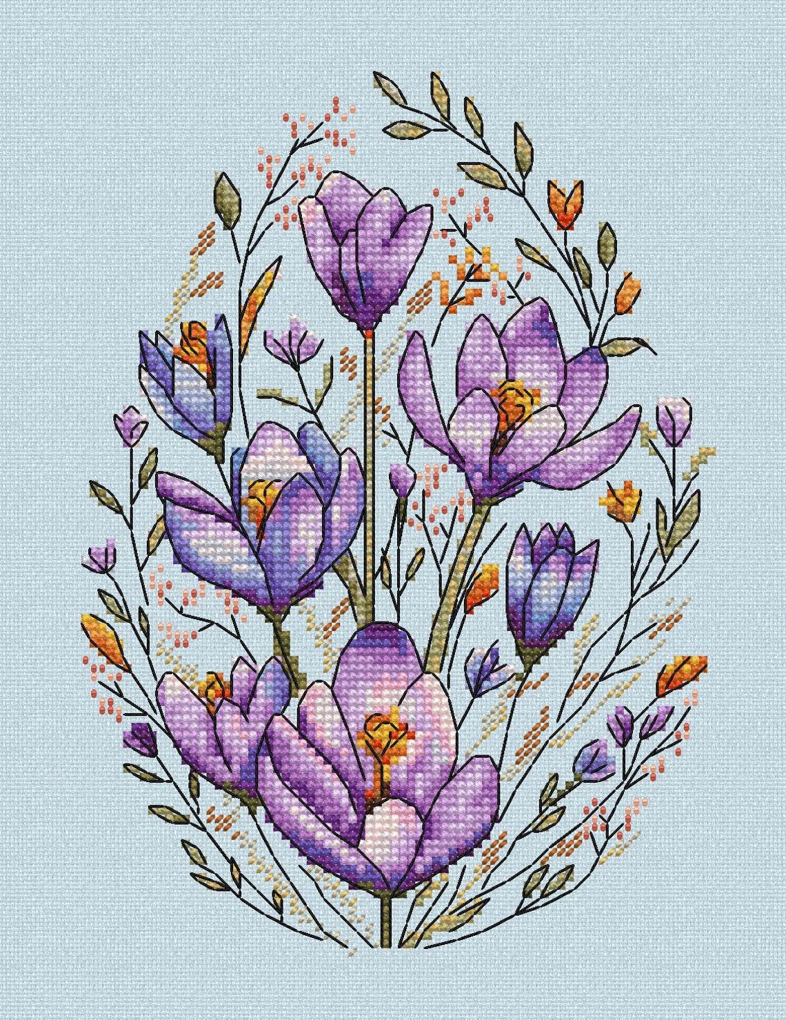 Crocus Flower Easter Egg Cross Stitch Pattern (digital PDF) - Etsy
