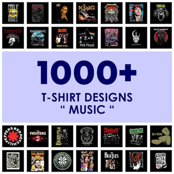 Paquete de más de 1000 diseños de camisetas musicales: rock, metal y pop (descarga digital)