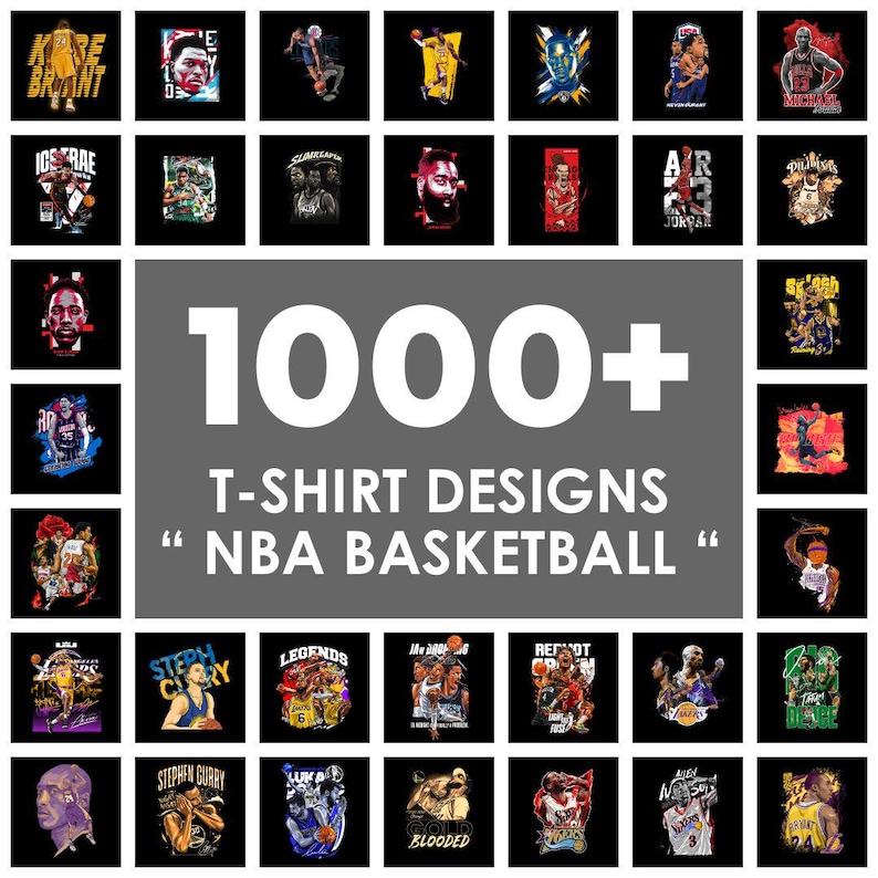 1000+ NBA T-shirtdesigner PNG-paket (Kommersiellt bruk) bild 1