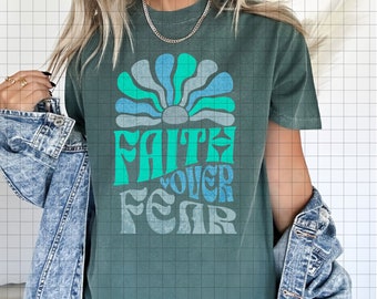 Faith over fear Christian Floral digital file. Instant download, sublimation, png file .