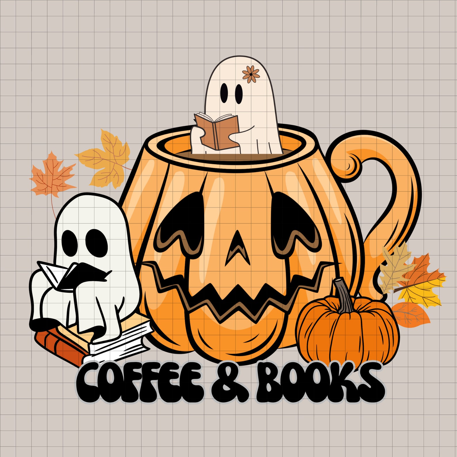 Bookish Ghost Coffee PNG . Trendy Ghost Autumn Vibes PNG Cute Ghost ...