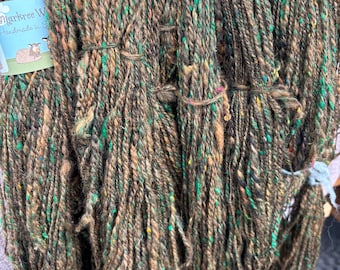 Irish Alpaca blended with silk sari waste hand spun 100g