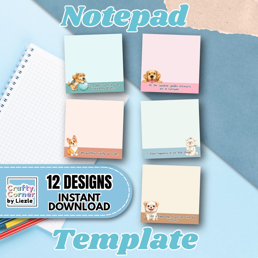 Positive Affirmation Notepad Templates | Dog Memo Pad Designs (digital ...