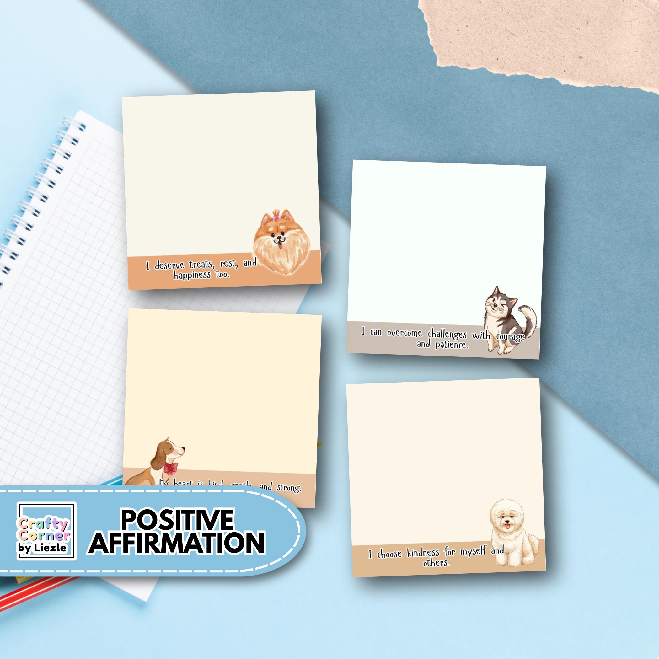 Positive Affirmation Notepad Templates | Dog Memo Pad Designs (digital ...