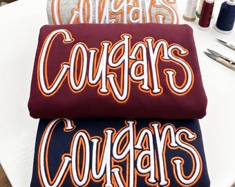 Embroidery 3D Puff Personalized Team Sweatshirt, Custom Appliqué Sports Crewneck – Game Day College Spirit Sweater, Embroidered Team Gift