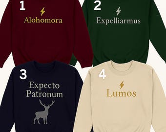 Felpa con incantesimo ricamato: girocollo con parole magiche - regalo per gli amanti dei libri fantasy