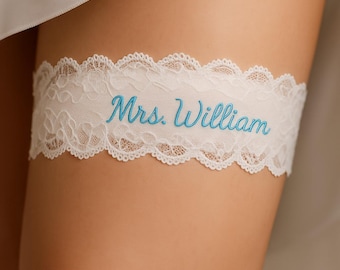Bridal Lingerie Set with Custom Name, Embroidered Bride Tank and Lace Thong, Mrs Wedding Gift, Bachelorette Lingerie, Honeymoon Outfit