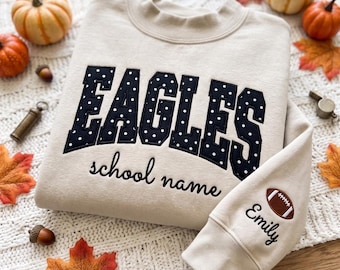 Embroidered Custom School Mascot Mockneck Sweatshirt, Game Day Sweatshirt, Personalized Mascot College Shirt