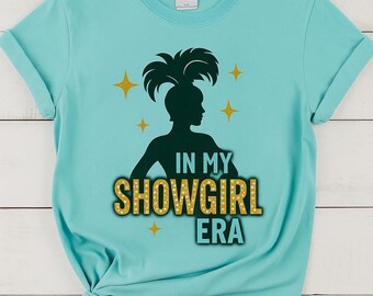 In My Showgirl Era T-Shirt, Retro Marquee Lights Comfort Colors 1717 Chalky Mint tee