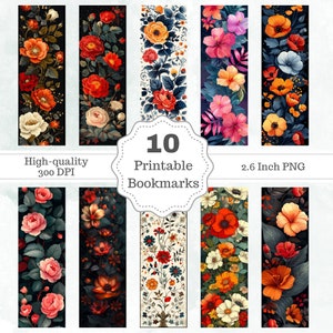 Floral Watercolor Bookmark, Cute Digital Bookmark, Digital Book Mark, Reading Accessories