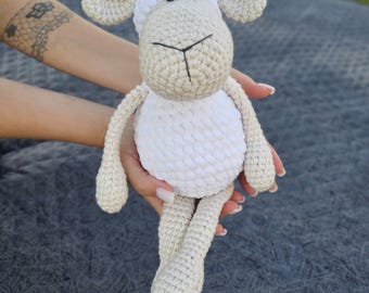 Handgemaakt gehaakt schapenspeelgoed, zachte amigurumi-pluche, babycadeau, decoratie boerderijdieren