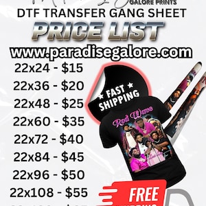 DTF Transfers - DTF Gang Sheets - Direct to Film Transfer - Custom DTF Prints - Ready to Press Transfers