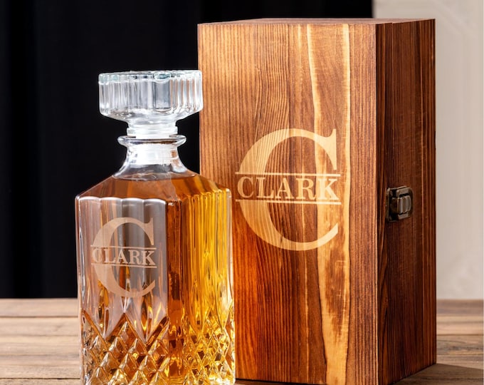 Personalized Whiskey Decanter, Groomsmen Gifts for Wedding, Groomsman Gift, Best Man Gift, Custom Whiskey Glass, Dad Gifts, Husband Gifts