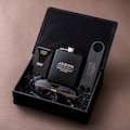 Personalized Leather Box Gift Set, Flask, Bottle Opener, Sunglasses, Card Holder Gift Set, Groomsmen Gifts, Best Man Gift, Gift for Dad