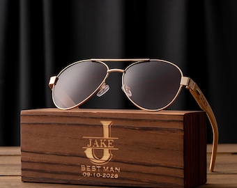 Personalisierte Sonnenbrille mit Etui, gravierte Sonnenbrille, Junggesellenabschied Geschenk, Trauzeugen Geschenk, Trauzeugen Vorschlag, Trauzeuge Hochzeitssonnenbrille