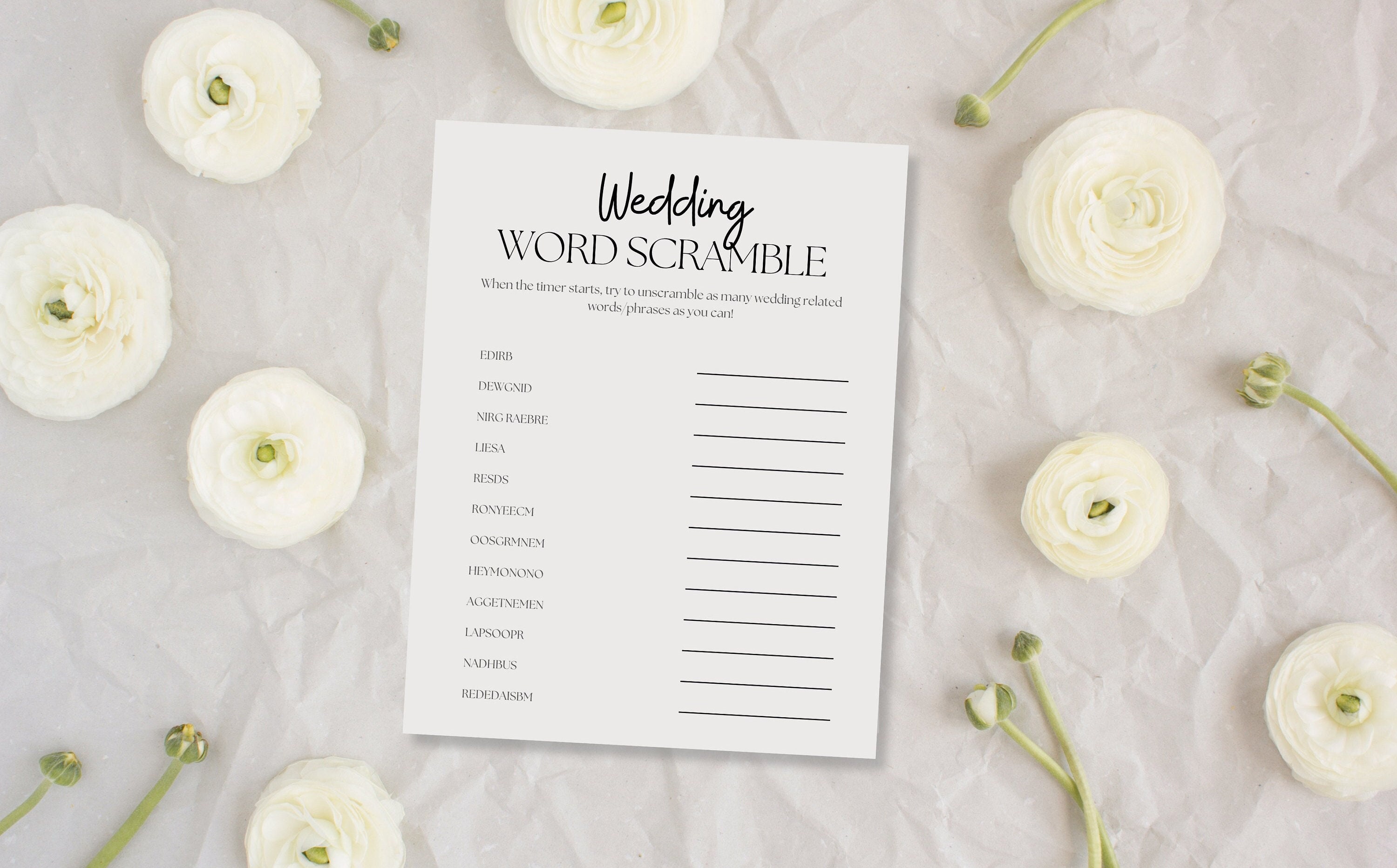 Bridal Shower Games, Simple Elegant Wedding Shower Game Set, Bridal ...