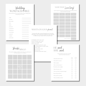 Bridal Shower Games, Simple Elegant Wedding Shower Game Set, Bridal ...