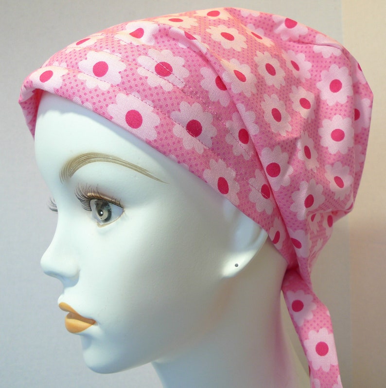 Retro Cheerful Pink Daisy Floral Cancer Hat Chemo Scarf Turban - Etsy