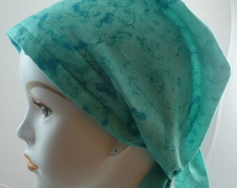 Aqua Mist Gem Stone Chemo Scarf Cancer Turban Hat Cotton Bad Hair Day Head Wrap Covering