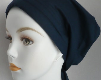 Navy Chemo Cancer Scarf Cotton Turban Hat Cotton Bad Hair Day Head Wrap Covering
