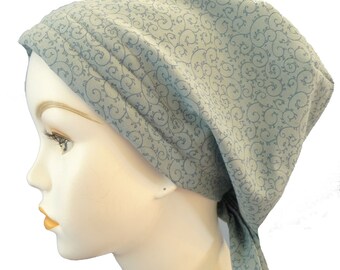 Classic Blue Gray Chemo Cancer Hat Cap Head Wrap Alopecia Bad Hair Day Fitted Hair Loss Scarf