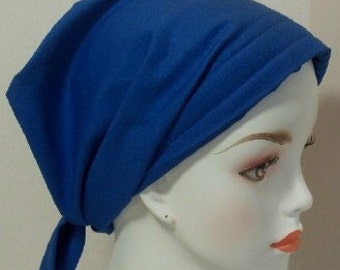 Royal Blue Chemo Scarf Cancer Turban Hat Cotton Bad Hair Day Head Wrap Covering