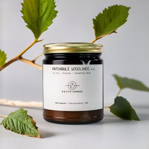 Patchouli Candle | Beeswax & Soy Candle | Aromatherapy | 100% Essential Oil Scented Candles |  Cedarwood | Rosemary | Patchouli Woodlands