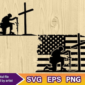 Praying soldier svg, Praying soldier , cricut file, soldier kneeling praying, soldier svg, soldier svg png eps Cut,  Silhouette