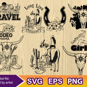 Cowboy Western Bundle SVG, Cowgirl Bundle Design svg png Sublimation, wilde Westen Bundle svg, Cricut Datei, Rodeo svg, es lebe Cowgirls svg