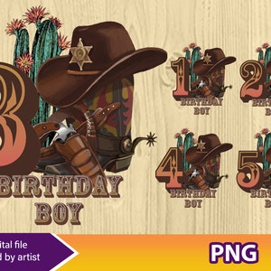 Cowboy Geburtstagskind png, Cowboy png, Geburtstagszahlen png, 1 2 3 4 5, Cowboystiefel png, Cowgirl Hut png