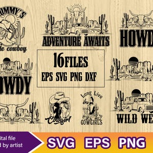 Cowboy Western Bundle SVG, Cowgirl Bundle Design svg png Sublimation, wilde Westen Bundle svg, Cricut Datei, Rodeo svg, es lebe Cowgirls svg