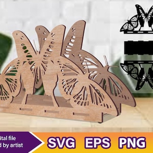 Serviettenhalter Laser Cut svg, Schmetterling svg, Servietten svg, Design svg, Laser Cut Files