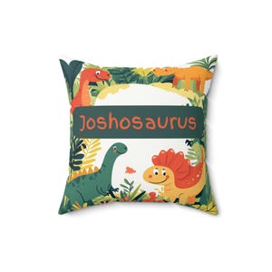 Personalized Dinosaur Pillow: Kids Room Decor, Custom Name Cushion