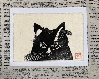 Original Spurs Print, Hand Carved Black Ink on Lokta Paper (5x7in)