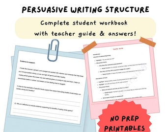 Persuasive Writing Structure Guide for Primary 3/4 Students | Analysis, Teacher's Guide, Comprehension Questions and Writing Prompt Resource