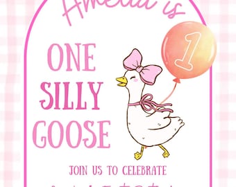One Silly Goose Editable, Digital Birthday Invitation