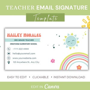 E-mailhandtekening, e-mailhandtekening voor docent, e-mailsjabloon voor docenten, sjabloon e-mailhandtekening canva, modern, professioneel