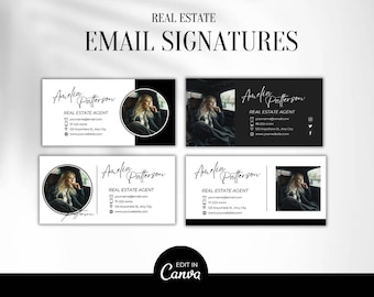 Email Signature Template Bundle, Real Estate, Realtor Template, Gmail Signature, Editable Canva Template