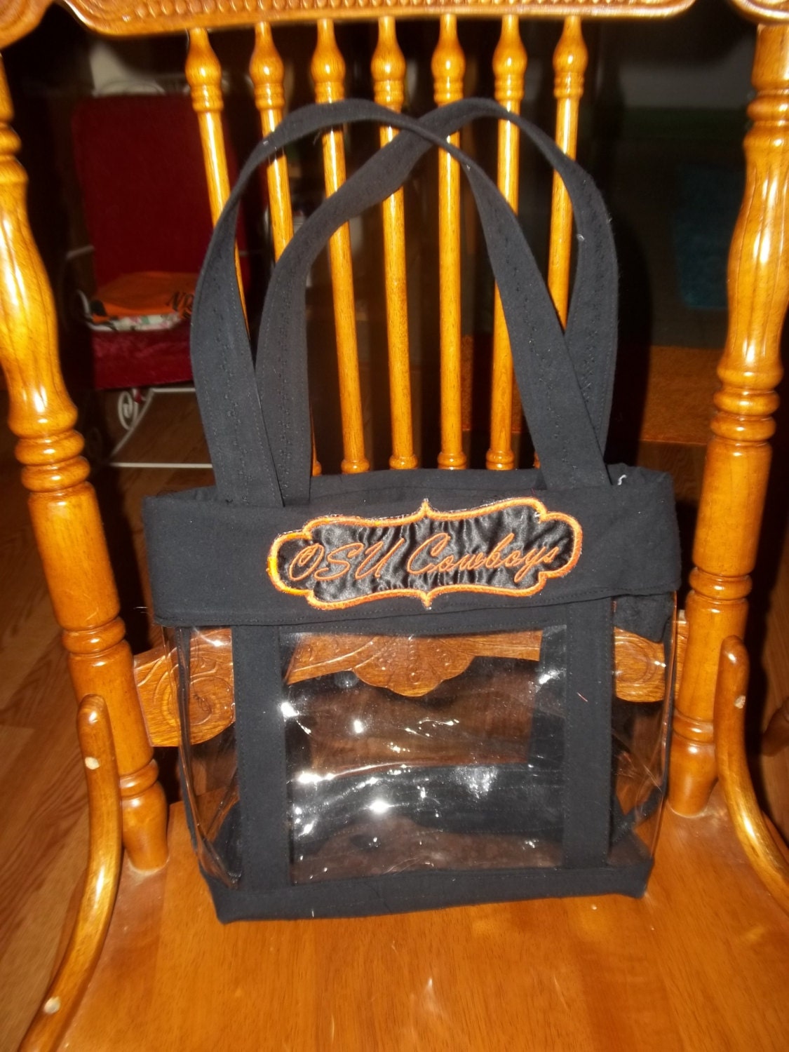 Monogramed clear Vinyl Purse tote handbag Team logo or Etsy