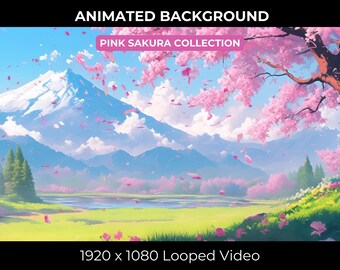 Fleurs de cerisier roses fantaisistes Vtuber Stream, fond d'écran animé floral sakura, nature japonaise, Fuji, printemps, fond d'écran
