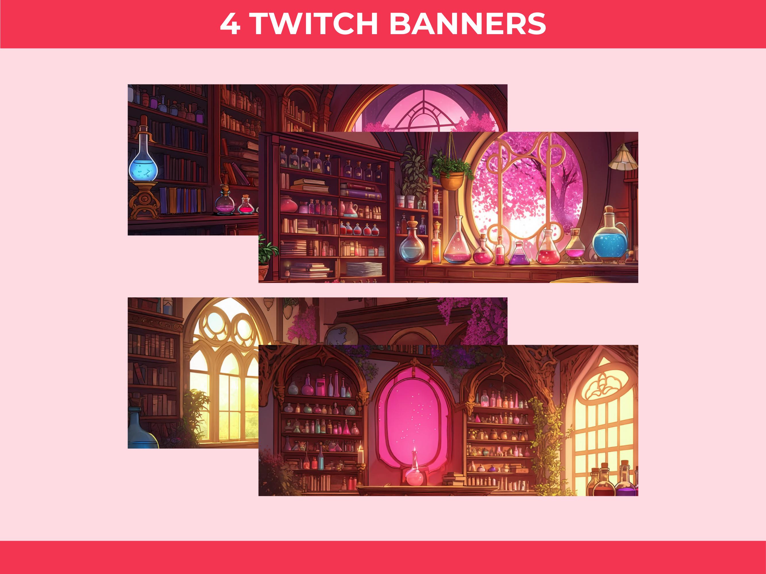 LOFI Pink Magical Medieval Alchemy Stream Overlay Animated Twitch ...