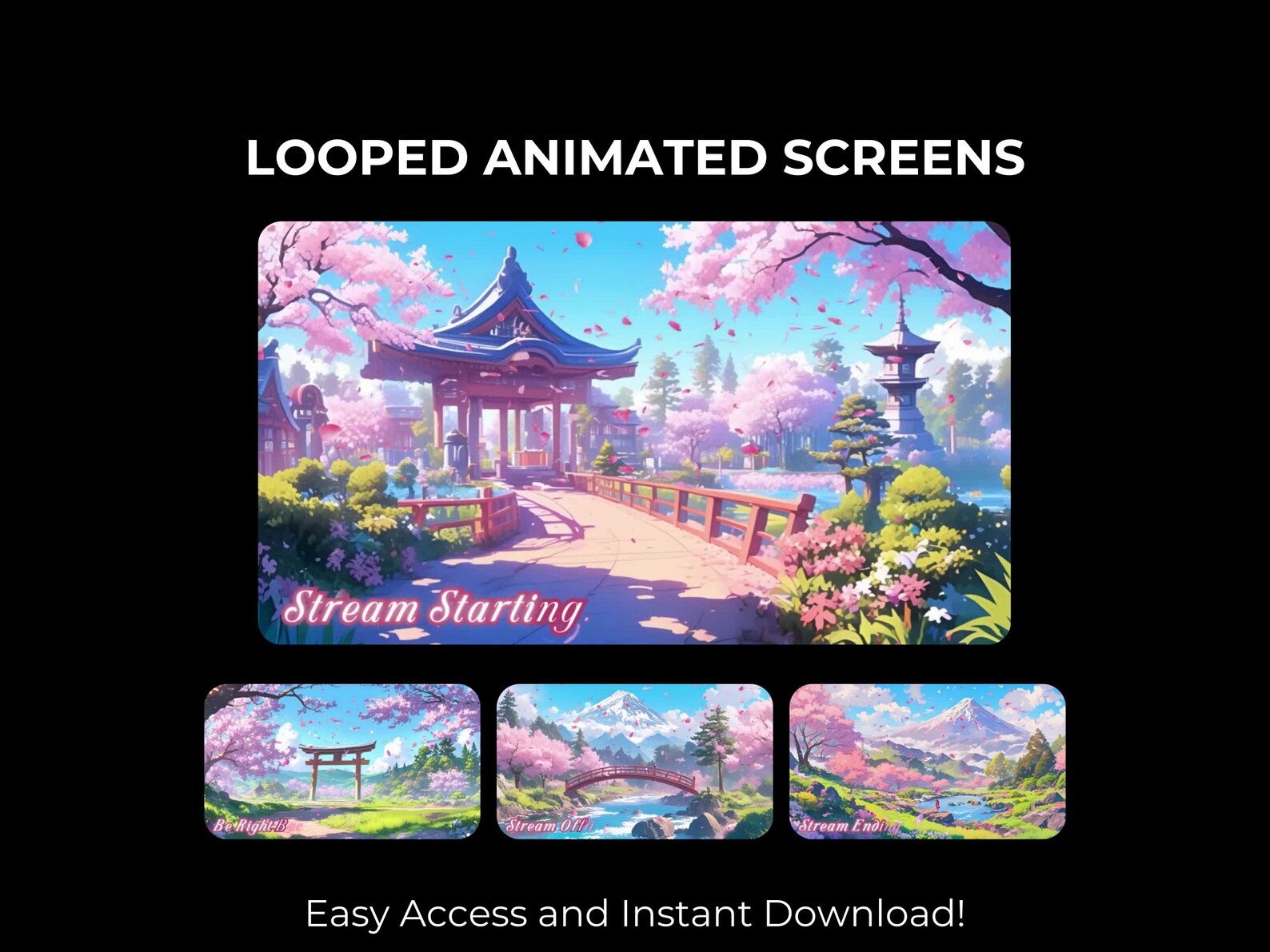 Pink Cherry Blossom Japan Spring Sakura Anime Botanical Whimsical ... — free download