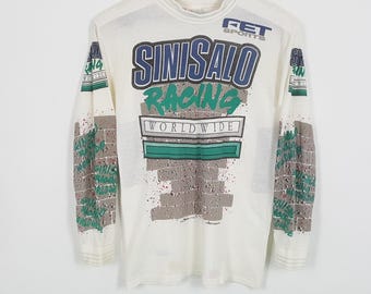 SINISALO Kawasaki Racing メッシュシャツ 1990年製 Vintage 90's Sinisalo Racing Motocross Overprinted Tshirt