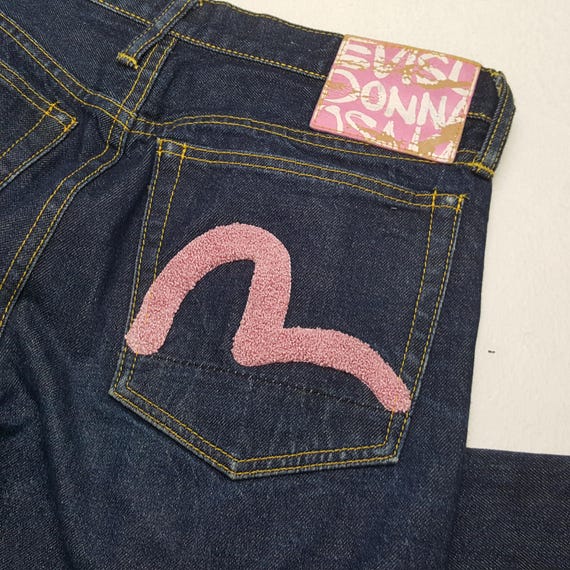 EVISU Japanese Brand Pink Daicock Custom Style Jeans - Etsy EVISU Japanese Brand Pink Daicock Custom Style Jeans - Etsy