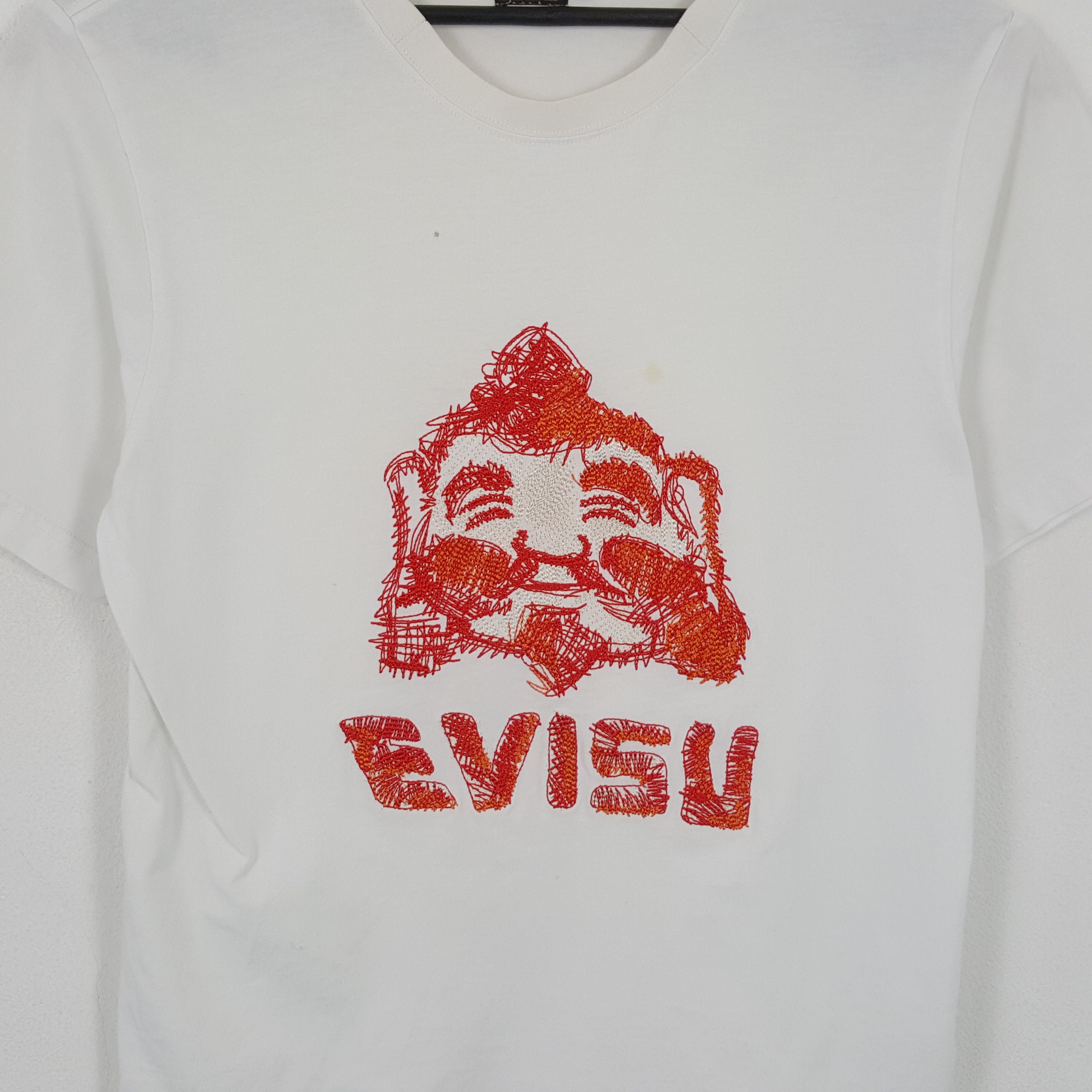 Vintage EVISU Japan Pocket Big Logo White Tee Size XL | eBay