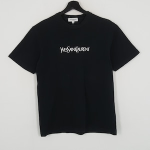 美品 イヴサンローラン ベロアロゴTシャツ 半袖 ブラック S