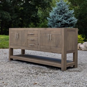 Handmade Bathroom Vanity (72") Dual Sink - White Oak (Vogue Doors)  #8972-V